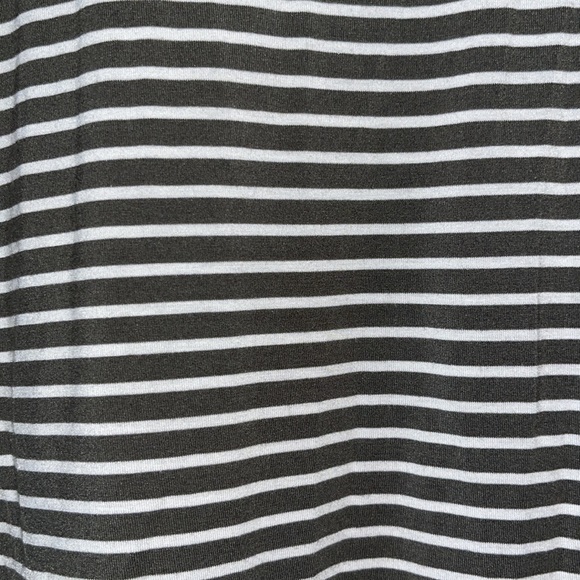 American Eagle olive green and white striped short sleeve shirt with a v neck - Picture 3 of 3